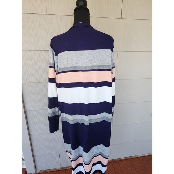 Liquid by Sioni Long Sweater Cardigan Striped Women's Size Extra Large 1X - Picture 3 of 4